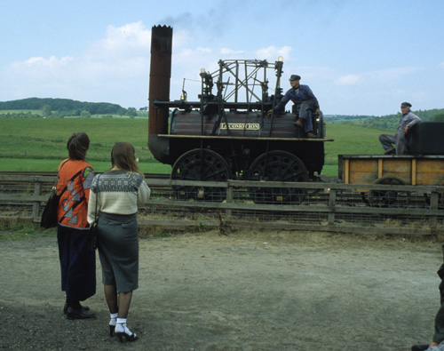 Puffing Billy,” a giant boiler on wheels with a beam engine.