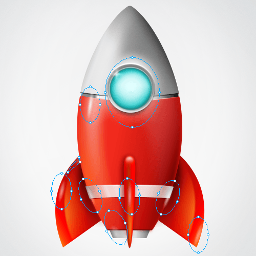 Using shapes with gradients to get highlights.