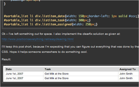 Simulating a Table Using an Unordered List