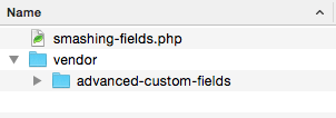 ACF in the plugin vendor directory