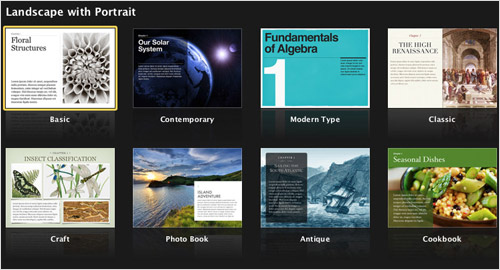 Selecting a theme in Apple’s iBooks Author.