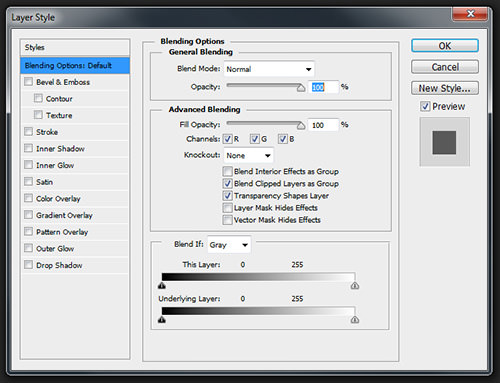 The Layers Style panel contains the often overlooked “Advanced Blending” and “Blend If” options.